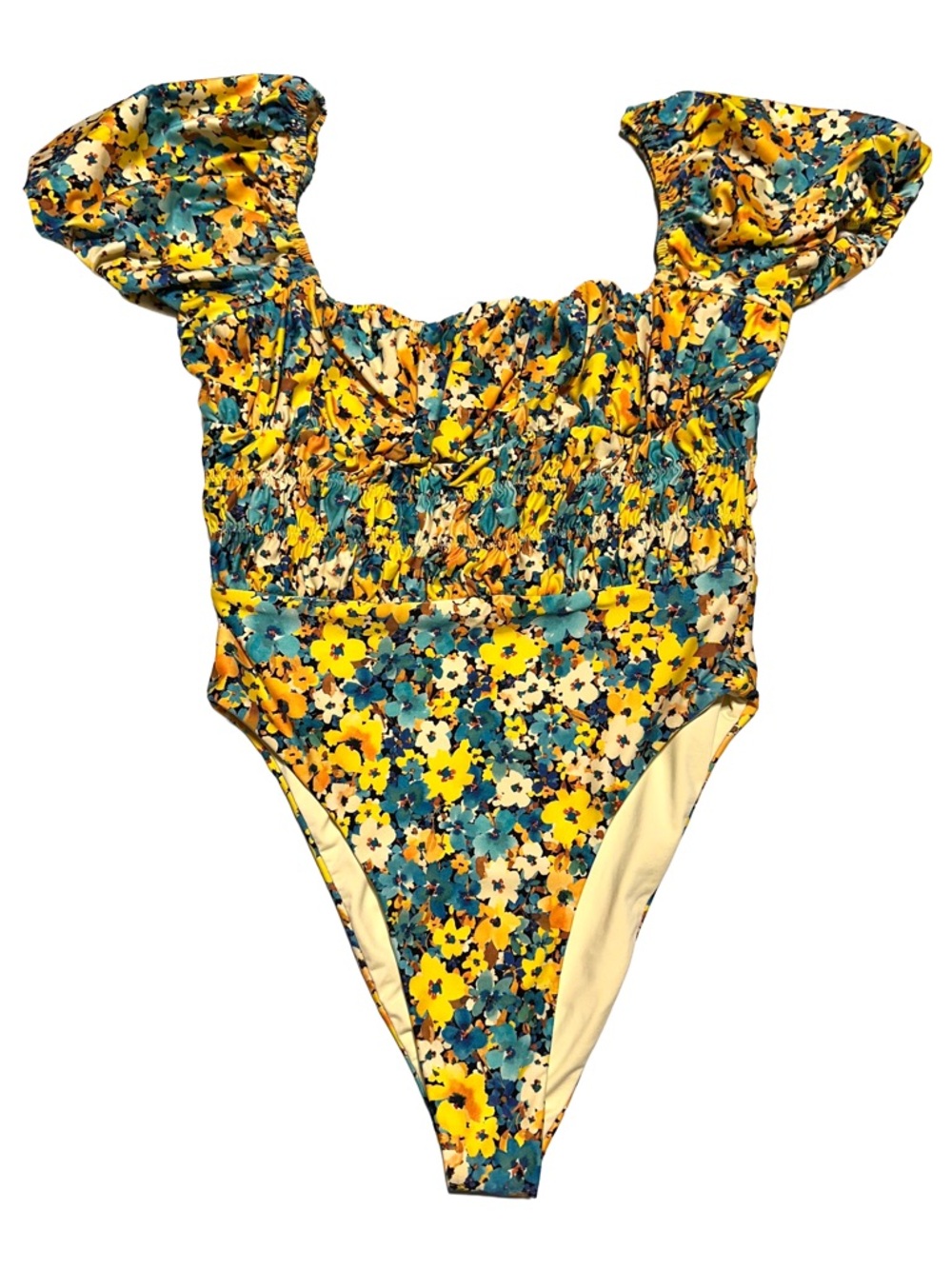 l*space Yellow and Teal Floral Kids One-Piece Swimsuit